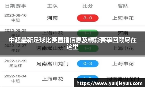 中超最新足球比赛直播信息及精彩赛事回顾尽在这里