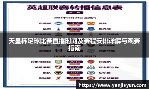 天皇杯足球比赛直播时间及赛程安排详解与观赛指南