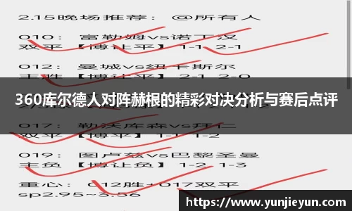 360库尔德人对阵赫根的精彩对决分析与赛后点评